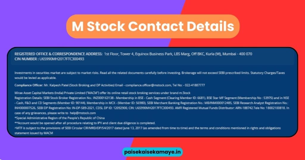 M Stock Contact Details