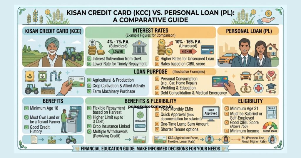 Kisan Credit Card Kaise Banwaye - KCC vs Personal Loan - Paisekaisekamaye.in