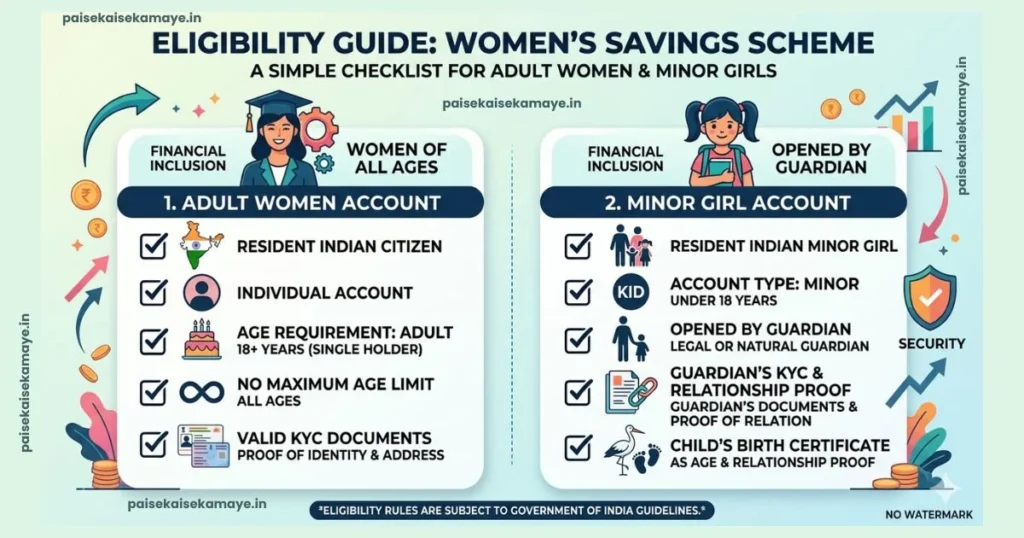 Mahila Samman Bachat Patra 2026 - Eligibility Chart - Paisekaisekamaye.in