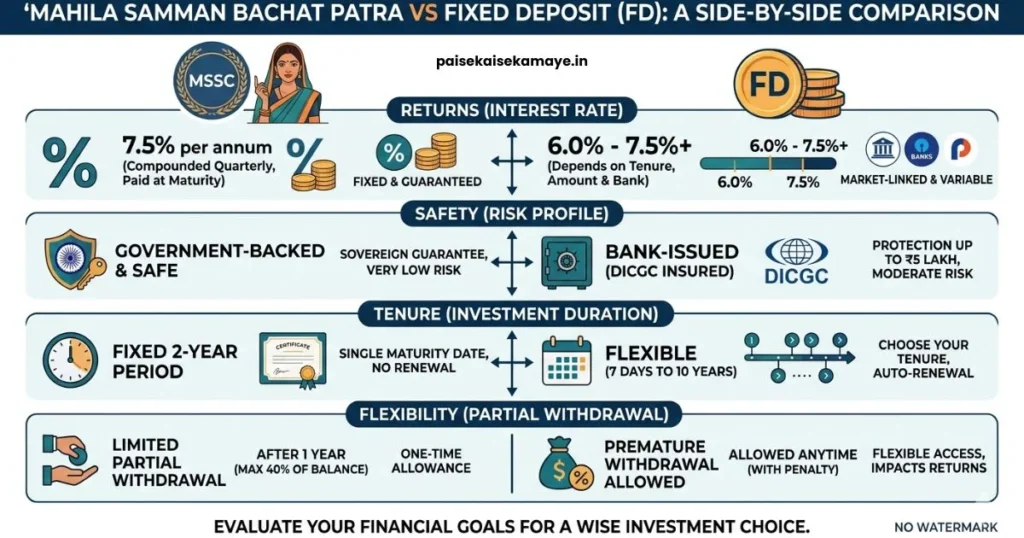 Mahila Samman Bachat Patra 2026 - FD Comparison Chart - Paisekaisekamaye.in