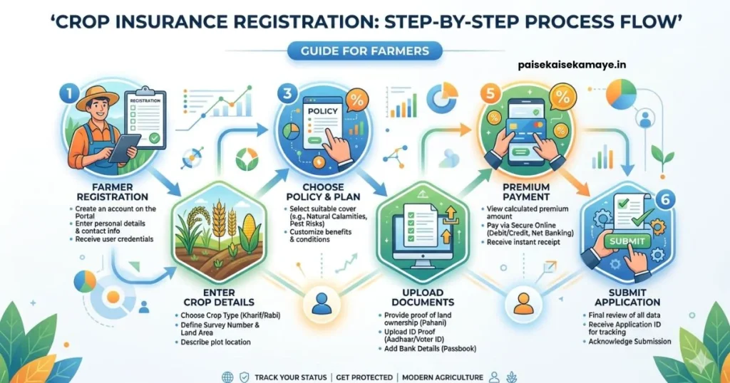 PM Fasal Bima Yojana - Application Process Flowchart - Paisekaisekamaye.in