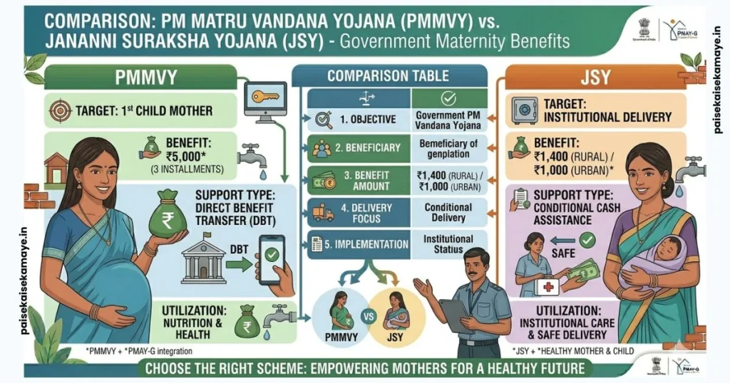 PM Matru Vandana Yojana 2026 - PM Matru Vandana Yojana vs Jananni Surksha Yojana - Paisekaisekamaye.in