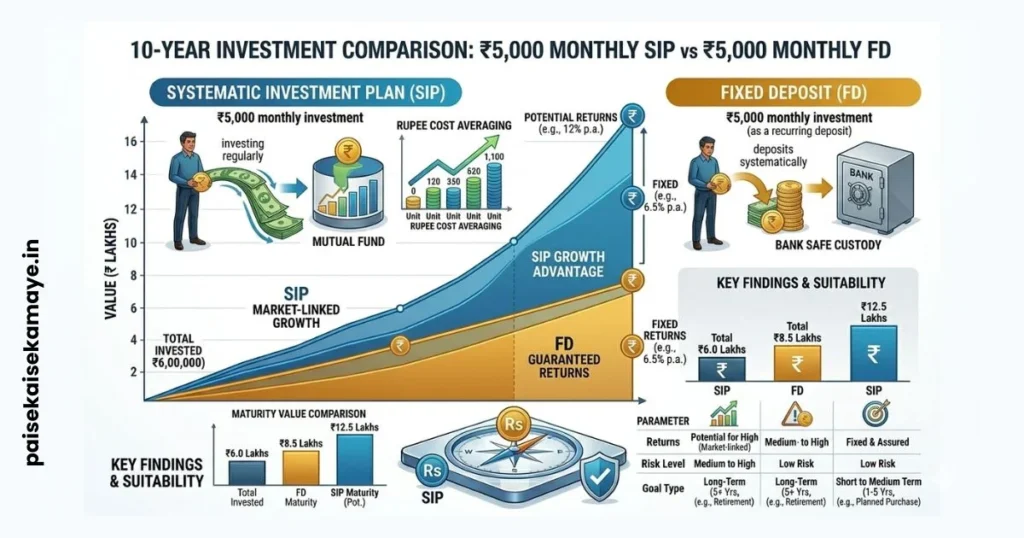 SIP vs FD Which one is Better - 10-Year Return Comparison - Paisekaisekamaye.in