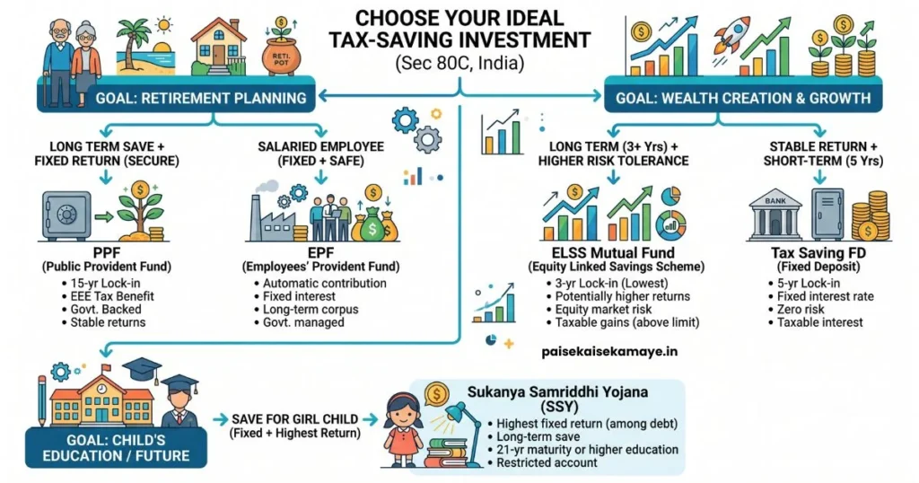 80C Ke Antargat Kya Kya Aata Hai - Best 80C Investment Decision Tree - Paisekaisekamaye.in