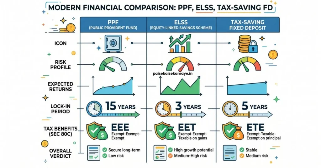 80C Ke Antargat Kya Kya Aata Hai - PPF vs ELSS vs FD - Paisekaisekamaye.in