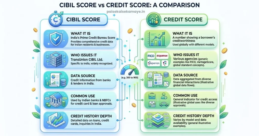 CIBIL Score kaise badhaye - CIBIL Score vs Credit Score - Paisekaisekamaye.in