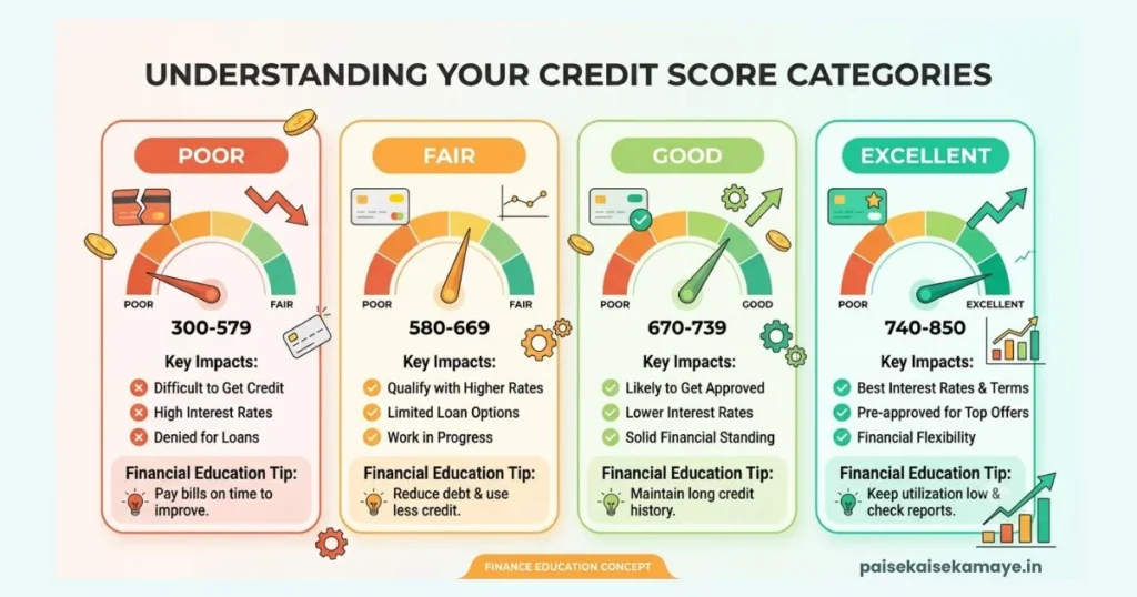 CIBIL Score kaise badhaye - Credit Score Range - Paisekaisekamaye.in