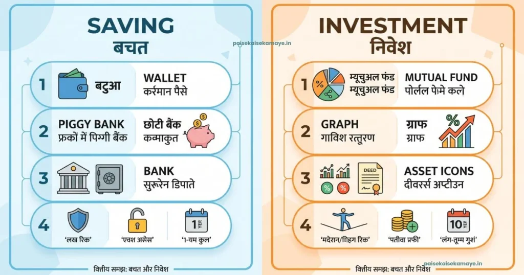 College Students Ke Liye Nivesh - Saving vs Investment - Paisekaisekamaye.in