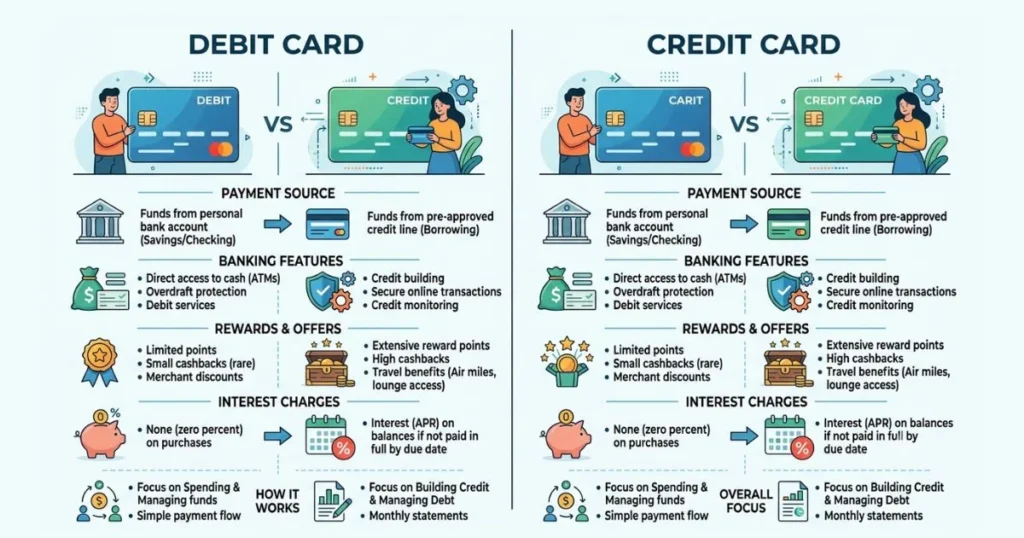 Credit Card ke fayade aur nuksan - Debit Card vs Credit Card - Paisekaisekamaye.in