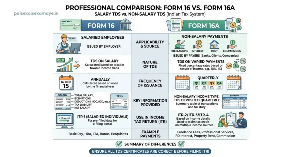 Form 16 kya hota hai - Form 16 aur Form 16A me kya antar hai - Paisekaisekamaye.in