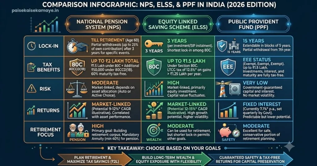 NPS Se Tax Saving - NPS vs ELSS vs PPF - Paisekaisekamaye.in