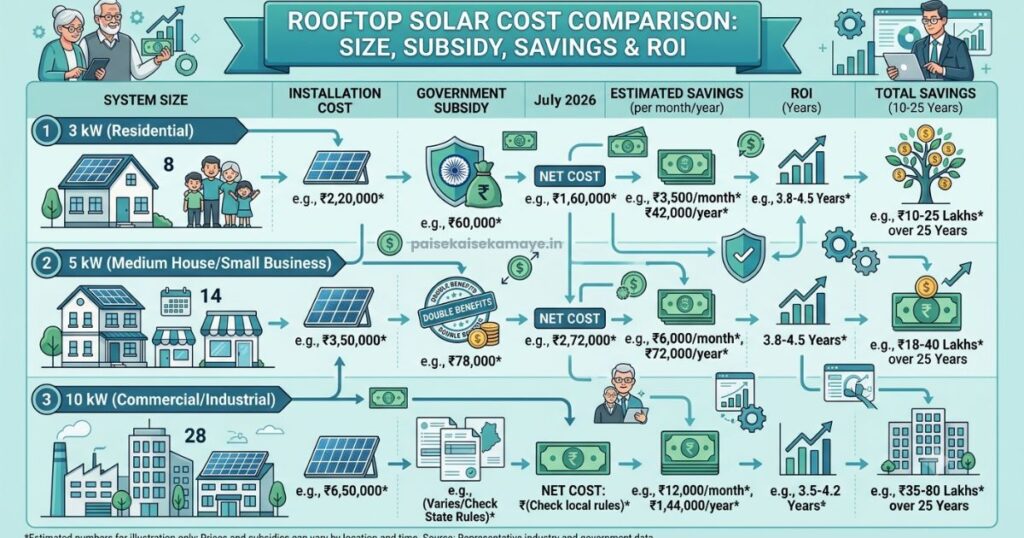 PM Surya Ghar Yojana - Cost comparison - Paisekaisekamaye.in