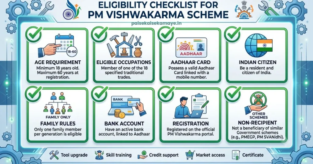PM Vishwakarma Yojana - Eligibility Checklist - Paisekaisekamaye.in
