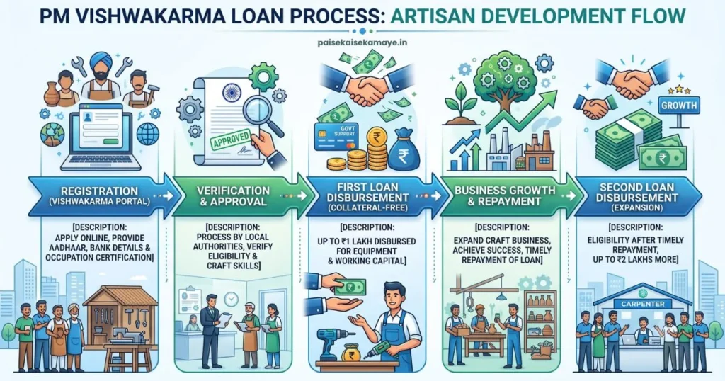 PM Vishwakarma Yojana - Loan Process Flowchart - Paisekaisekamaye.in