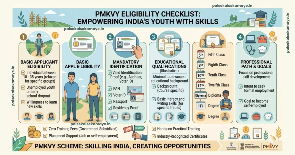 PMKVY Free Skill Training - Eligibility Checklist - Paisekaisekamaye.in