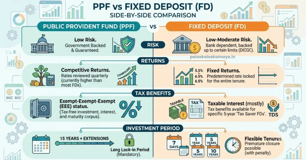 PPF Account ke Fayade - PPF vs FD Comparison - Paisekaisekamaye.in