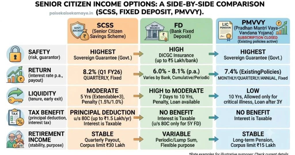 Senior Citizen Savings Scheme - SCSS vs FD vs PMVVY - Paisekaisekamaye.in