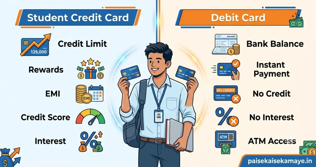 Student Credit Card Guide - Student Credit Card vs Debit Card - Paisekaisekamaye.in