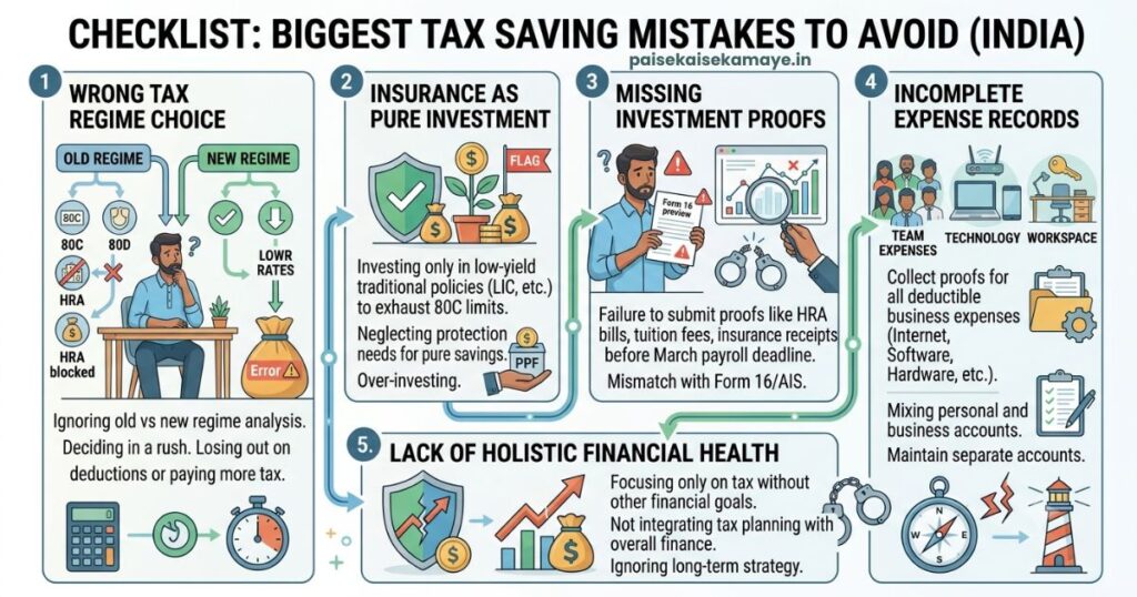 Tax Saving Mistakes - Biggest Tax Saving Mistakes - Paisekaisekamaye.in
