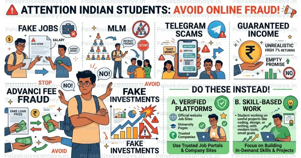 Student Side Income Ideas - Scam Awareness - Paisekaisekamaye.in